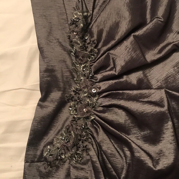 Metallic Grey, Strapless Cocktail Dress - Picture 2 of 8